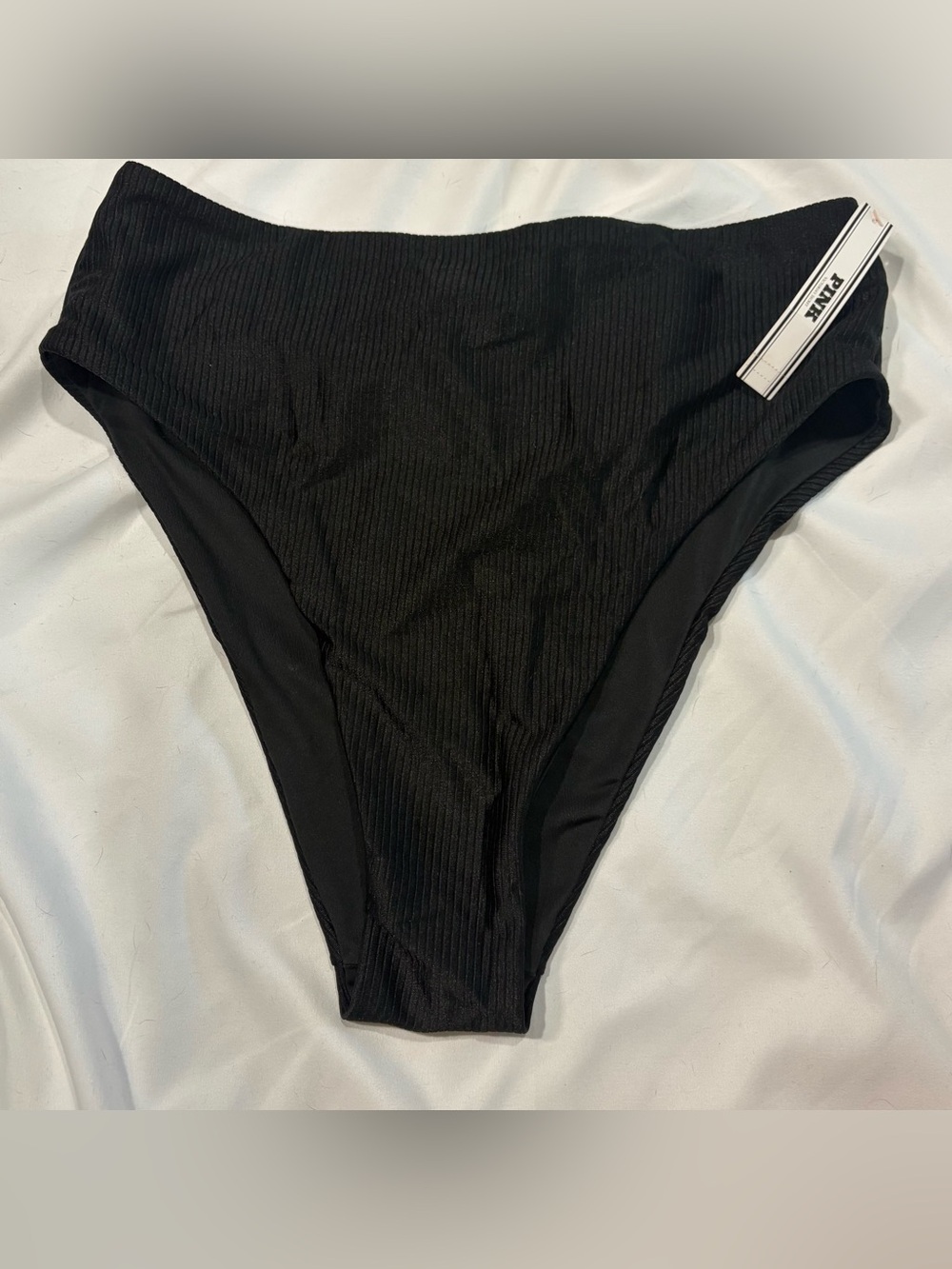 Victorias Secret Black Hipster High-waisted Swim Bikini Bottom Women’s‎ Sz L NWT